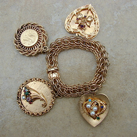  Gold Bracelets on 14k Gold Charm Bracelet   A Sad Story   Vintage Charms Bracelets