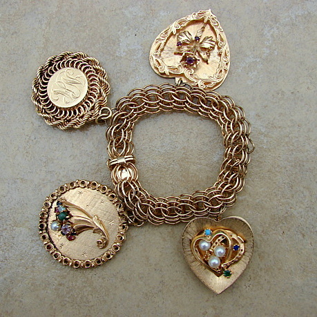 14K GOLD HEART CHARM BRACELET IN BRACELETS - LOWEST PRICES  BEST