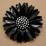Trifari Black Flower